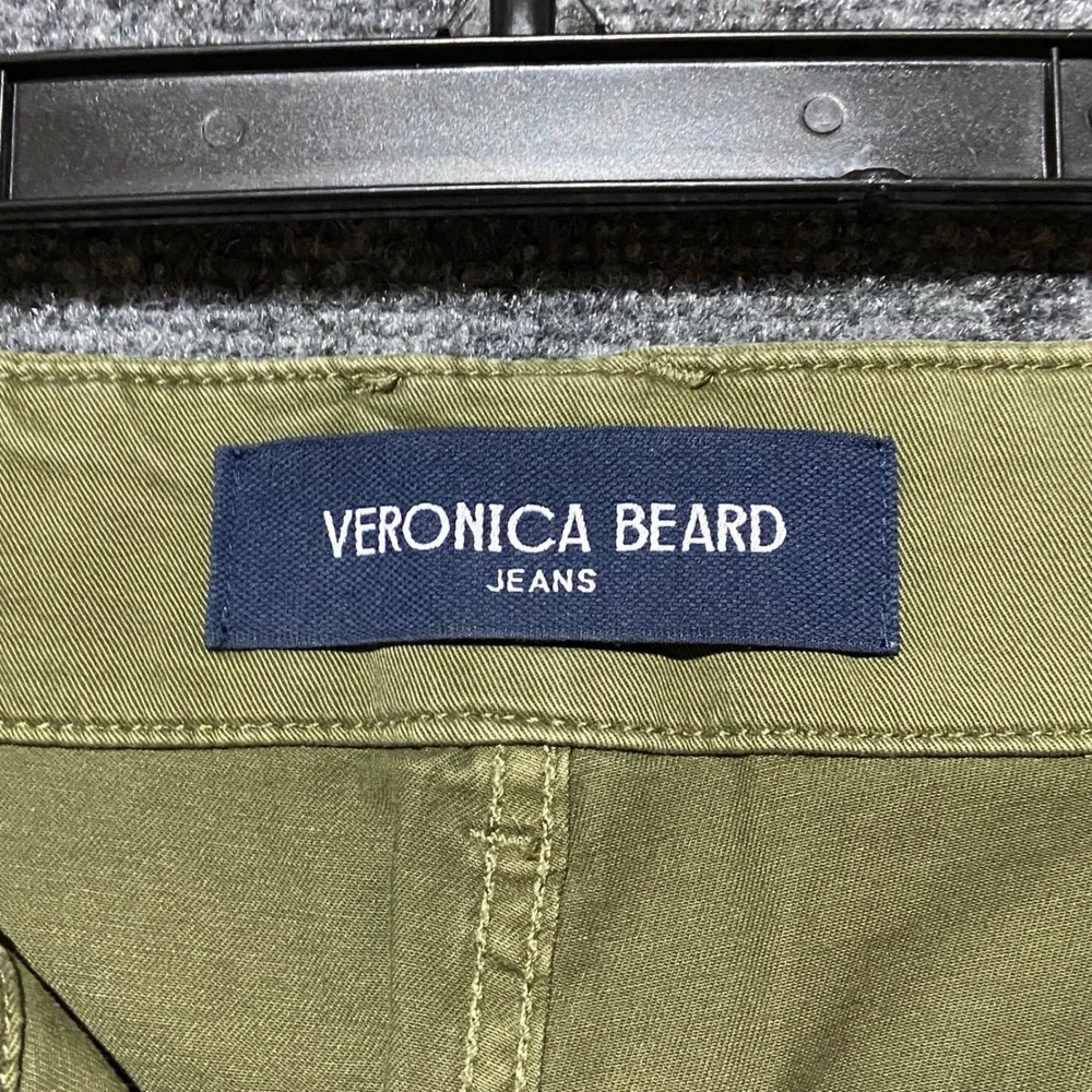 Veronica Beard Arya Straight Leg Crop High Rise Pants Army Green 28 Utility